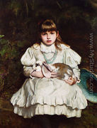 Portrait of a Young Girl Holding a Pet Rabbit - Frank Holl