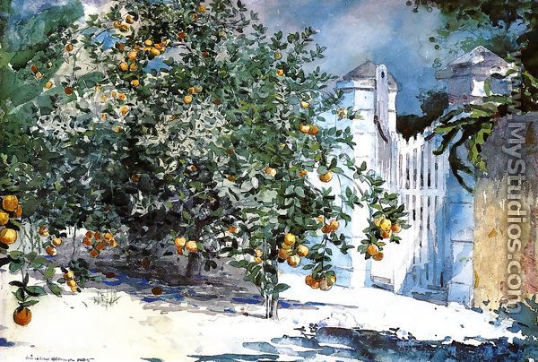 Orange Tree, Nassau (or Orange Trees and Gate) - Winslow Homer