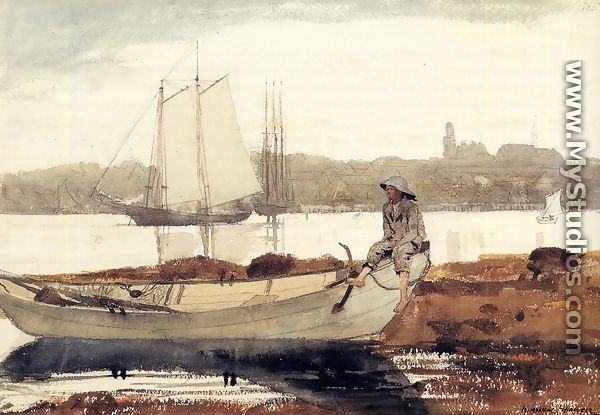 Gloucester Harbor and Dory - Winslow Homer