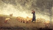 Shepherdess Tending Sheep - Winslow Homer