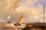 A Dutch Pink Heading Out To Sea, With Shipping Beyond - Abraham Hulk Snr