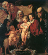 The Holy Family with St. Anne, The Young Baptist, and his Parents - Jacob Jordaens