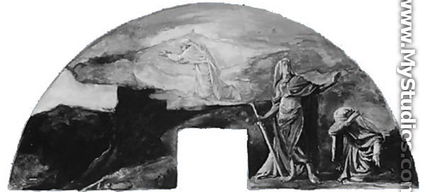 The Moral and Divine Law: Moses Receives the Law on Mount Sinai; Color Study for Mural, Supreme Court Room, Minnesota State Capitol, Saint Paul - John La Farge