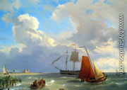 Shipping in a Choppy Estuary - Johannes Hermanus Koekkoek Snr
