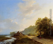 A Summer Landscape With Travellers On A Path - Barend Cornelis Koekkoek