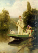 Two Ladies Punting on the River - Henry John Yeend King