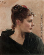 Naisen Pää (Portrait of a Young Lady) - Albert Edelfelt