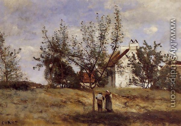 An Orchard at Harvest Time - Jean-Baptiste-Camille Corot