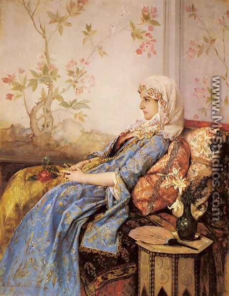 An Exotic Beauty in an Interior - Auguste Toulmouche