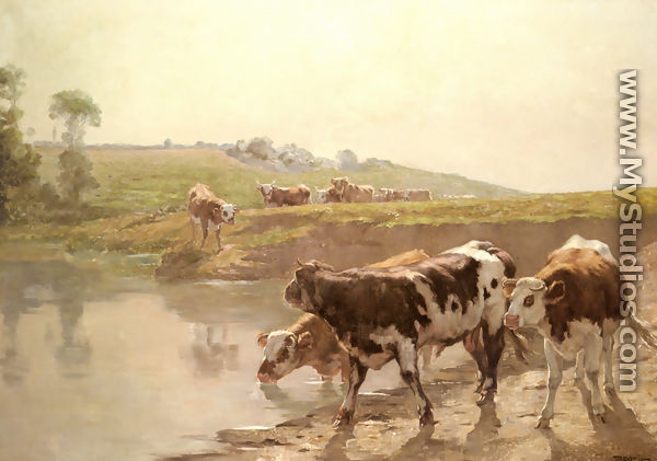 Cattle In A Pasture - Wenceslas Vácslav Brozik