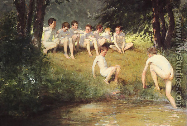 At The Swimming Hole - Joseph Eduard Sauer