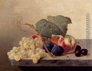 Still Life With Grapes, Peaches, Plums And Cherries - Emilie Preyer