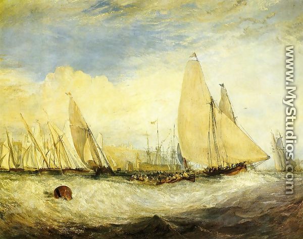 East Cowes Castle, the seat of J. Nash, Esq.; the Regatta beating to windward - Joseph Mallord William Turner