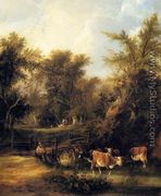 Cattle By A Stream - William Shayer, Snr