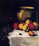 A Still Life With Apples And Grapes - Germain Theodure Clement Ribot