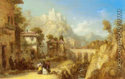 A Mediterranean Landscape with Villagers - James Webb