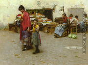 A Day at the Market - Albert Chevallier Tayler