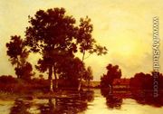 Paysage De Riviere Au Crepuscule (River at Twilight) - Leon Richet
