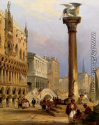 A View Of St Mark's Column, And The Doge's Palace, Venice - Edward Pritchett