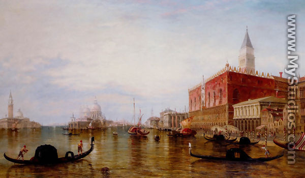 Gondolas On The Grand Canal In Front Of The Doge