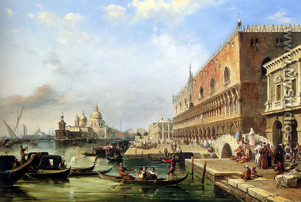 The Bacino, Venice, Looking Towards The Grand Canal, With The Dogana, The Salute, The Piazetta And The Doges Palace - Edward Pritchett