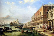 The Bacino, Venice, Looking Towards The Grand Canal, With The Dogana, The Salute, The Piazetta And The Doges Palace - Edward Pritchett
