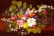 A Bouquet Of Spring Flowers On A Ledge - Otto Didrik Ottesen