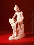 A Carved White Marble Figure of a Seated Maiden - Rudolf Schadow