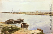 Three Boats By A Shore - Joaquin Sorolla y Bastida