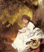 An Elegant Lady Reading Under a Tree - Karl Raupp