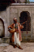 A Musician Playing Before A Mosque In Constantinople - Stanislaus von Chlebowski