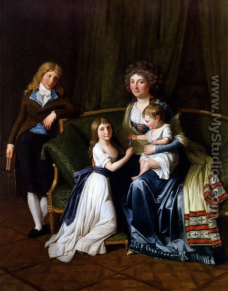 Portrait Of A Family In An Interior - Henri Pierre Danloux