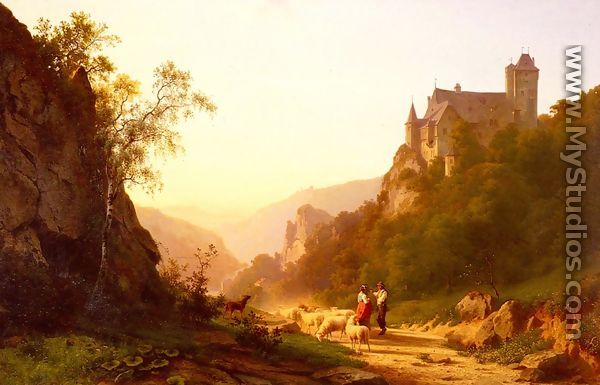 Shepherds In A Landscape - Joseph Jansen
