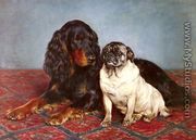A Spaniel And A Pug - Otto Bache