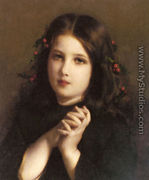 A Young Girl with Holly Berries in her Hair - Etienne Adolphe Piot