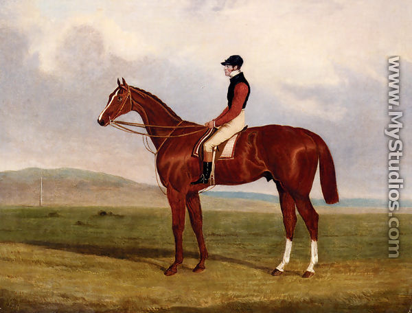 Elis, A Chestnut Racehorse With John Day Up Waering The Colours Of Lord Lichfield, A Racehorse Beynd - John Frederick Herring, Jnr.