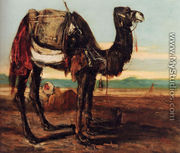 A Bedouin And A Camel Resting In A Desert Landscape - Alexandre Gabriel Decamps