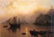 Fishing Party At Sunrise - Hans Fredrik Gude