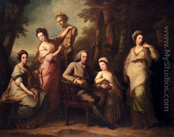 Portrait Of Philip Tisdal With His Wife And Family - Angelica Kauffmann