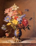 Flowers In A Blue Vase - Josef Nigg