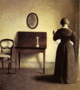 A Lady Reading In An Interior - Vilhelm Hammershoi