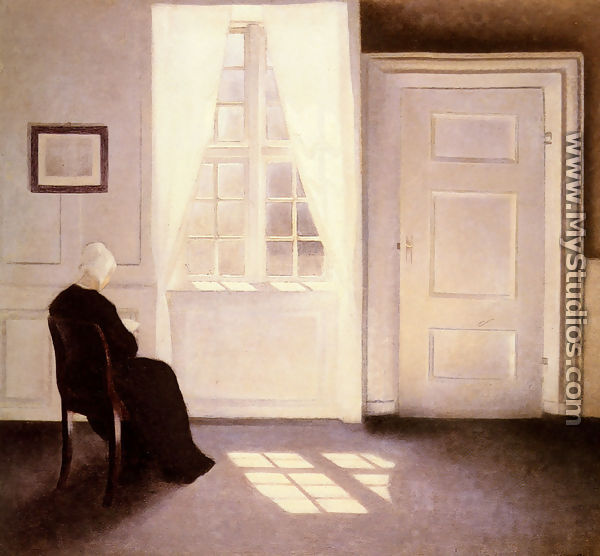 A Woman Reading By A Window - Vilhelm Hammershoi