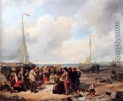 De afschlag van visch aan het strand te Scheveningen: a fish auction on the beach - Herman Frederik Carel ten Kate