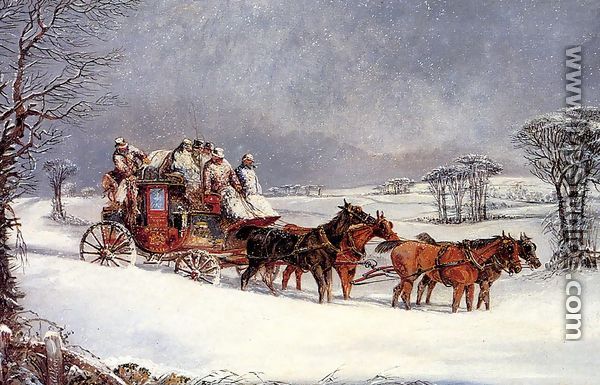 The York to London Royal Mail on the Open Road in Winter - Henry Thomas Alken