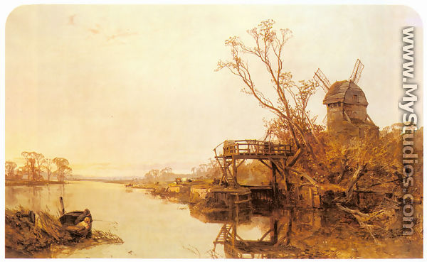Fishing By A Windmill - Charles Branwhite