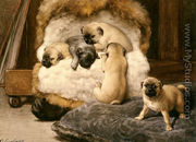 Nest Met Jonge Mastiffs (A Nest Of Puppy Pugs) - Otto Eerelman
