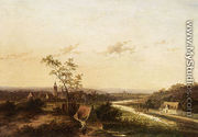 An Extensive Summer Landscape With A Town In The Background - Jan Evert Morel