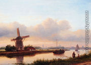 A Panoramic Summer Landscape With Barges On The Trekvliet, The Hague In The Distance - Lodewijk Johannes Kleijn