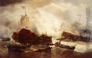 Midst A Naval Battle, The Dutch Fighting The Danes And The Swedes - Francois Etienne Musin