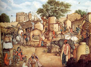 A Village Scene In The Punjab - Gulam Ali Khan